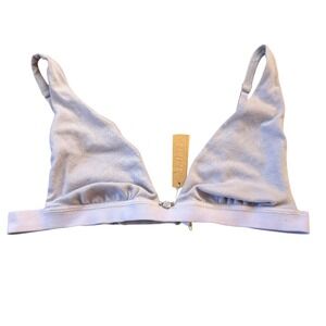 SKIMS Pointelle Cotton‎ Rib Plunge Bralette Logo Size Large NWT Lavender Purple